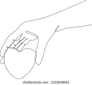 Simple continuous line drawing of a hand take a love or heart shape. Simple valentine concept. Simple line, heart, valentine. Continuous line. 