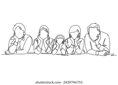 Simple continuous line drawing icon Family gathering. Picture moment of family gathering with grandfather. Simple line. International Family minimalist concept.