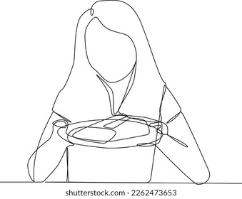 A simple continuous line drawing of a woman’s lunch at a restaurant, a simple line, minimalist daily activity concept, simple line, black and white design, continuous line.
