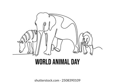 Simple continuous line drawing off animals group. Animals minimalist concept. Single line draw design vector