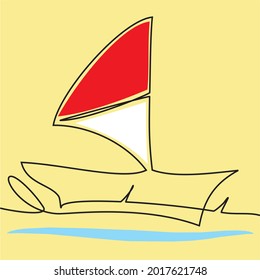 Simple Continuous line drawing of sailboat vector illustration. Element of business icon. Premium icon Thin line icon for website design and development, app development. 