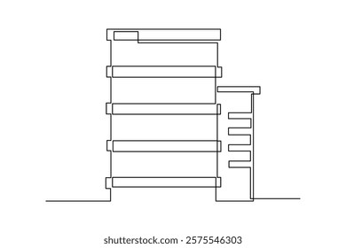 Simple Continuous line drawing of Successful buildings blend function with architectural business concepts. Building architecture minimalist concept. Business building concept.