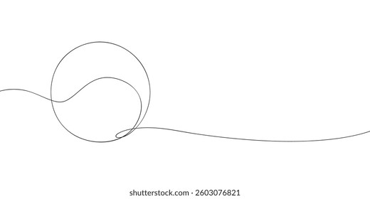 A simple continuous line drawing of a tennis ball, representing sports, movement, and competition in a modern and artistic minimalist style.  
