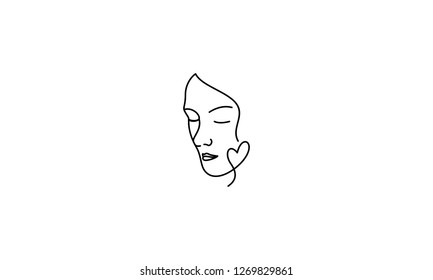 Simple Continuous Line Face Tattoo Vector Illustration