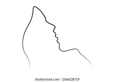 Simple continuous line face vector illustration.