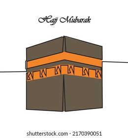 Simple continuous line of Kaaba. Simple Kaaba logo editable. Suitable for travel logos, mecca travel logo, symbol of Ramadhan, Eid, Hajj and Umrah Mubarak tourism, other Islamic logos. Vector eps 10.