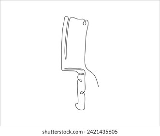 Simple Continuous Line Of Knife. One Line Of Knife. Knife Continuous Line Art.