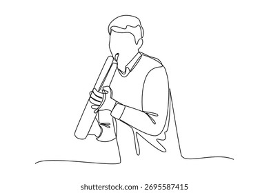 Simple continuous line of musical performance. Simple line, creativity, vector.