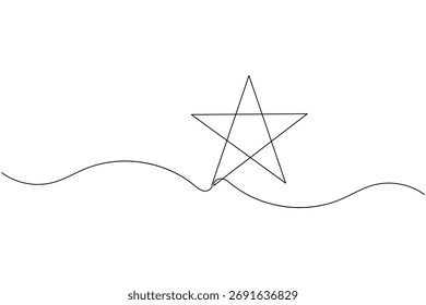 Simples linha contínua estrela arte moderno vetor minimalista