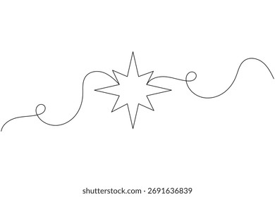 Simple continuous line star art modern minimalist vector design