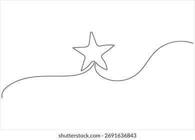 Simples linha contínua estrela arte moderno vetor minimalista