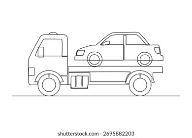 Simple continuous line of Towing on action. Simple line, creativity, vector.