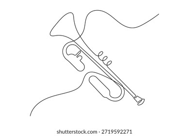 Icono de trompeta de línea continua simple en estilo minimalista limpio y elegante