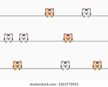 simple continuous lines white and orange tiger seamless pattern for background, wallpaper, texture, banner, label, cover, card etc to celebrate day like easter's day. vector design