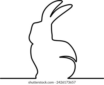 Simple continuous one line art cute rabbit illustration