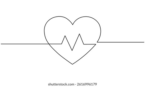 Simple Continuous One Line Art Heartbeat Icon