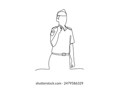 Simple continuous one line drawing of people use work uniform. Work uniform icon minimalist concept. Simple vector illustration. School.