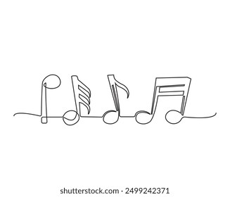 Simple continuous one line drawing of Music Notes. Music note in simple outline illustration. Editable line vector