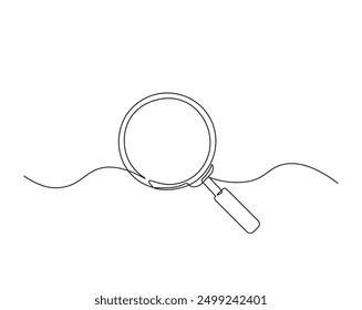 Simple continuous one line drawing of magnifying glass. Loupe or Magnifying glass in simple outline illustration. Editable line vector