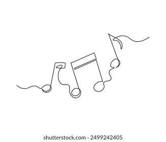 Simple continuous one line drawing of Music Notes. Music note in simple outline illustration. Editable line vector