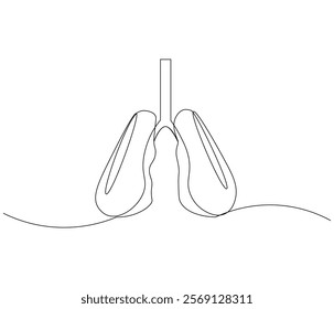 Simple continuous one line drawing of human lungs. Single line human anatomical of lungs . Doodle line illustration.
