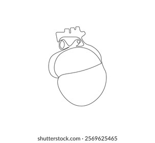 Simple continuous one line drawing of human heart. Single line drawing illustration of heart. Anatomical concept vector art. Doodle line illustration.