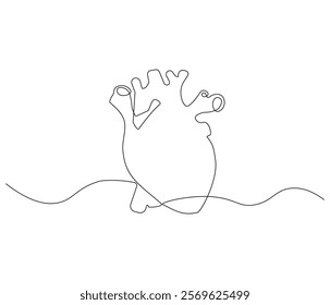 Simple continuous one line drawing of human heart. Single line drawing illustration of heart. Anatomical concept vector art. Doodle line illustration.