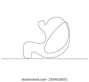 Simple continuous one line drawing of stomach . Single line drawing illustration of stomach. Anatomical concept vector art. Doodle line illustration.