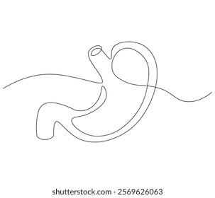 Simple continuous one line drawing of stomach . Single line drawing illustration of stomach. Anatomical concept vector art. Doodle line illustration.