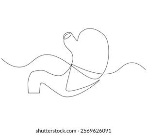 Simple continuous one line drawing of stomach . Single line drawing illustration of stomach. Anatomical concept vector art. Doodle line illustration.