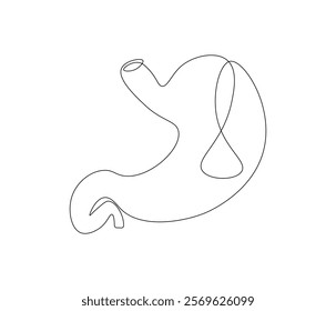 Simple continuous one line drawing of stomach . Single line drawing illustration of stomach. Anatomical concept vector art. Doodle line illustration.