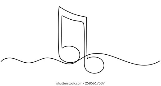 Simple continuous one line drawing of Music Notes. Music note in simple outline illustration. Editable line vector, Continuous one line drawing music notes on stave. Musical symbol in one linear.