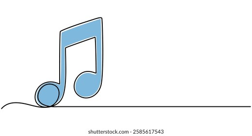 Simple continuous one line drawing of Music Notes. Music note in simple outline illustration. Editable line vector, Continuous one line drawing music notes on stave. Musical symbol in one linear.