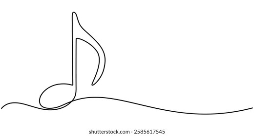 Simple continuous one line drawing of Music Notes. Music note in simple outline illustration. Editable line vector, Continuous one line drawing music notes on stave. Musical symbol in one linear.