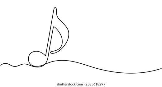 Simple continuous one line drawing of Music Notes. Music note in simple outline illustration. Editable line vector, Continuous one line drawing music notes on stave. Musical symbol in one linear.