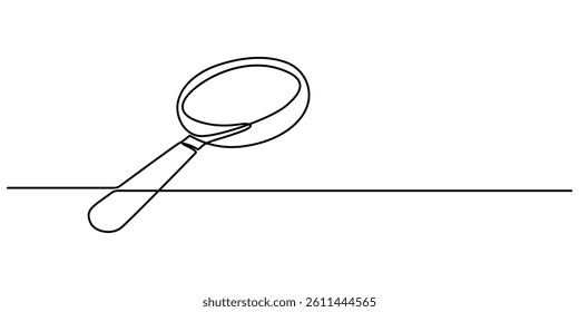 Simple continuous one line drawing of magnifying glass. Loupe or Magnifying glass in simple outline illustration. Editable line vector, One continuous line illustration Magnifying glass search symbol.