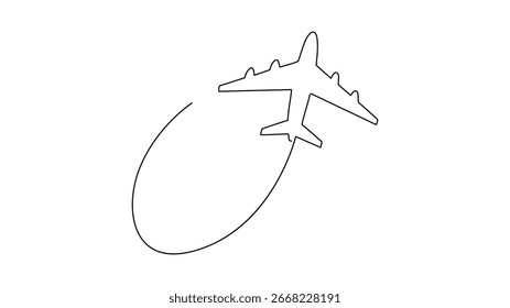  Simples desenho contínuo de uma linha de um avião em voo