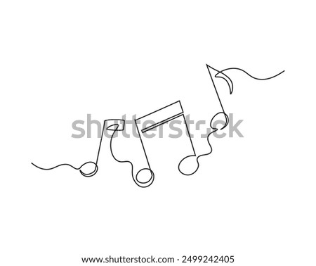 Simple continuous one line drawing of Music Notes. Music note in simple outline illustration. Editable line vector