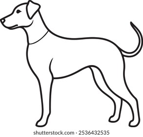 A simple, continuous, one-line illustration of an adorable Dachshund dog. On a vector illustration with a white backdrop, they are isolated.