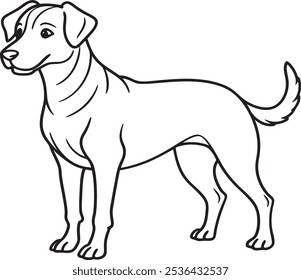 A simple, continuous, one-line illustration of an adorable Dachshund dog. On a vector illustration with a white backdrop, they are isolated.