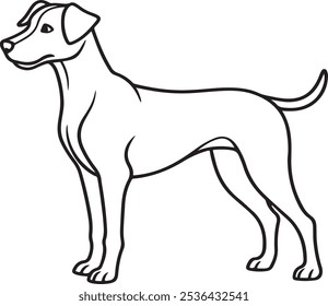 A simple, continuous, one-line illustration of an adorable Dachshund dog. On a vector illustration with a white backdrop, they are isolated.