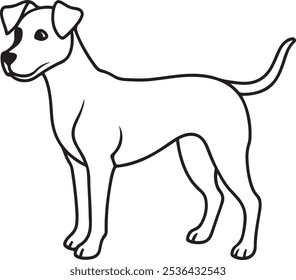 A simple, continuous, one-line illustration of an adorable Dachshund dog. On a vector illustration with a white backdrop, they are isolated.