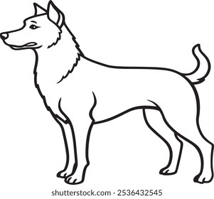 A simple, continuous, one-line illustration of an adorable Dachshund dog. On a vector illustration with a white backdrop, they are isolated.