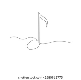 Simple and continuous one-line Music Drawing. white background,Musical notes in simple outline illustration. Editable line vector