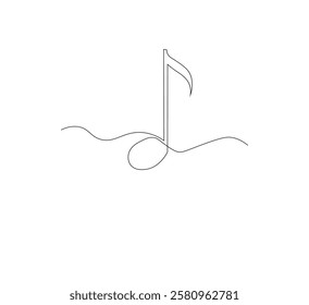 Simple and continuous one-line Music Drawing. white background,Musical notes in simple outline illustration. Editable line vector