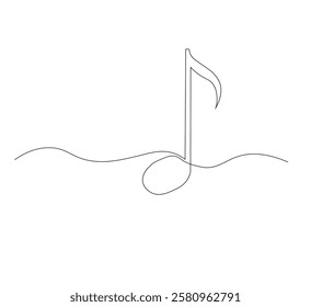 Simple and continuous one-line Music Drawing. white background,Musical notes in simple outline illustration. Editable line vector