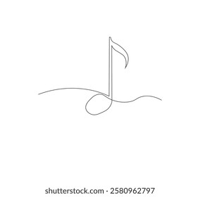Simple and continuous one-line Music Drawing. white background,Musical notes in simple outline illustration. Editable line vector