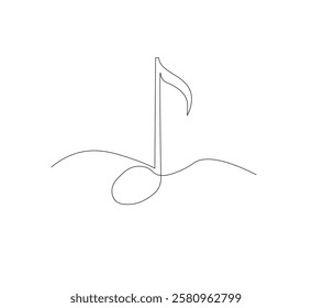 Simple and continuous one-line Music Drawing. white background,Musical notes in simple outline illustration. Editable line vector