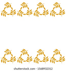 Simple Contour Hand drawn border . Monochrome Vector illustration. Golden bough.  