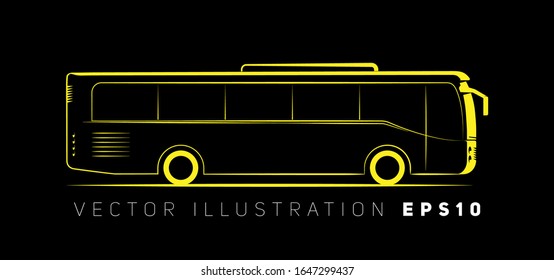 simple contour image of a bus on a dark background